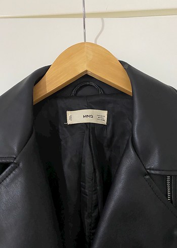 Mango Kadın Siyah Deri Biker Ceket - Görsel 3
