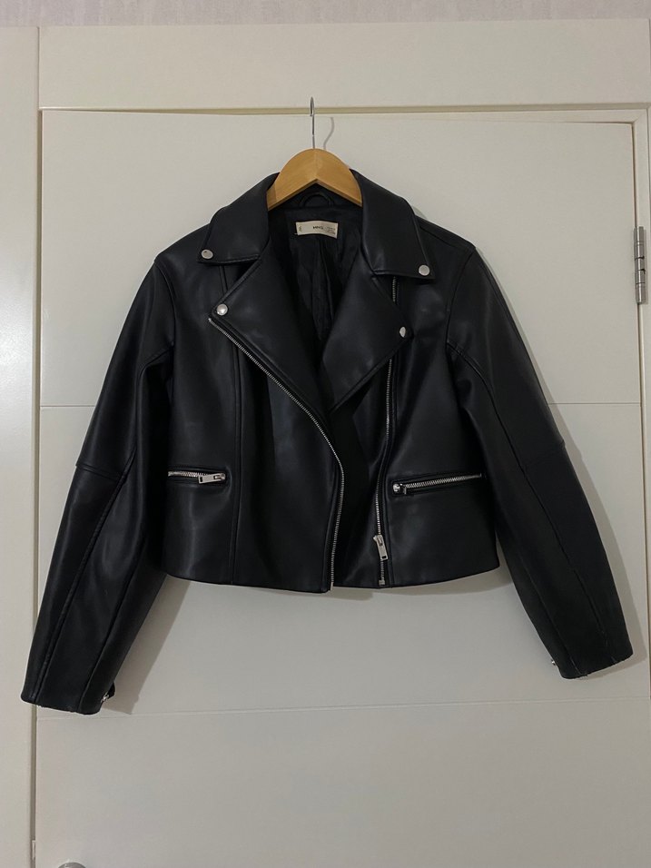Mango Kadın Siyah Deri Biker Ceket - Görsel 2
