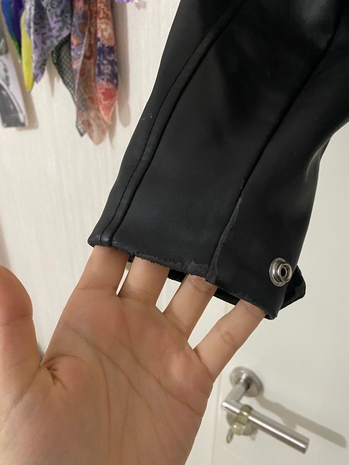 Mango Kadın Siyah Deri Biker Ceket - Görsel 4