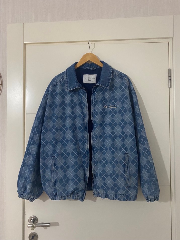 Vintage Ekose Desenli Denim Ceket Kot Ceket - Görsel 5
