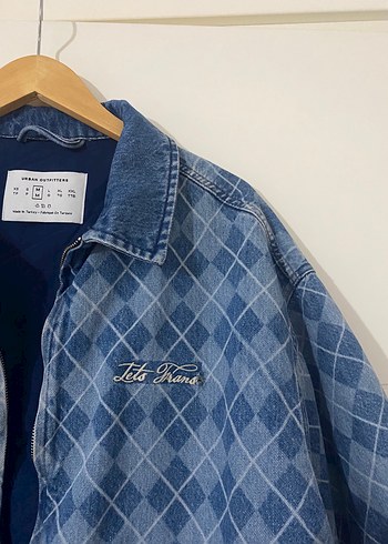 Vintage Ekose Desenli Denim Ceket Kot Ceket Mont - Görsel 6