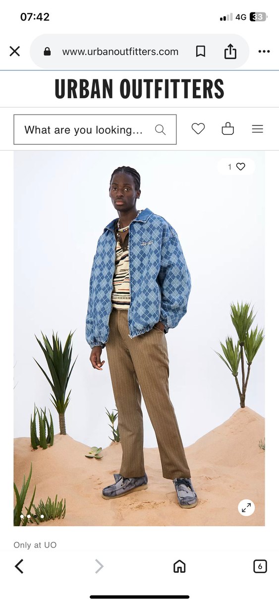 Vintage Ekose Desenli Denim Ceket Kot Ceket Mont - Görsel 2