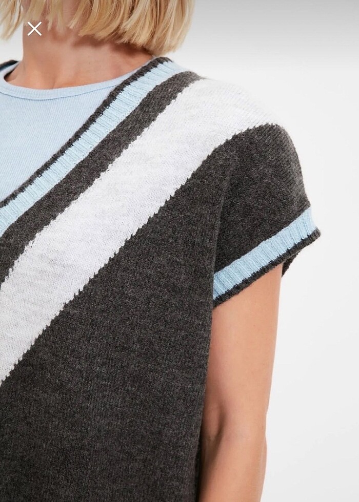 Antrasit v yaka süveter - Görsel 3