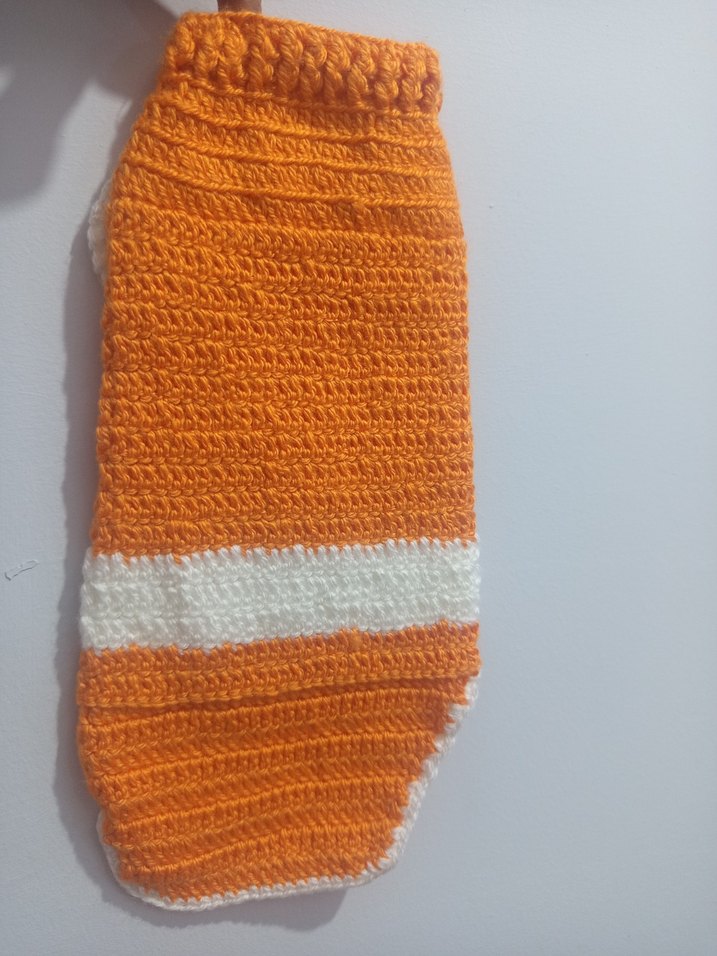 Turuncu Nakışlı Örgü Köpek Kıyafeti - Görsel 2