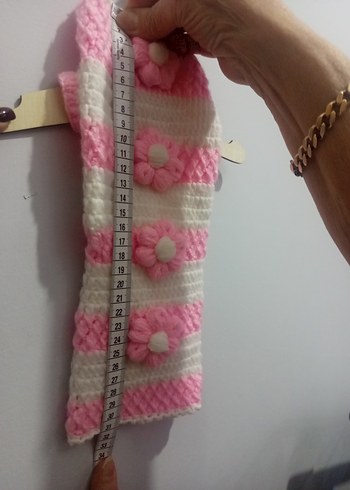 Pembe Beyaz Örgü Kedi Kıyafeti - Görsel 3