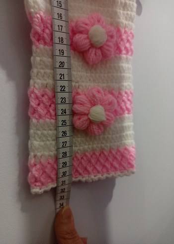 Pembe Beyaz Örgü Kedi Kıyafeti - Görsel 4