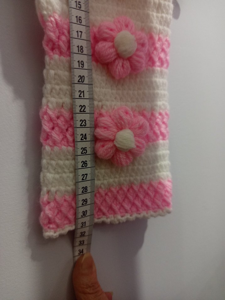 Pembe Beyaz Örgü Kedi Kıyafeti - Görsel 4