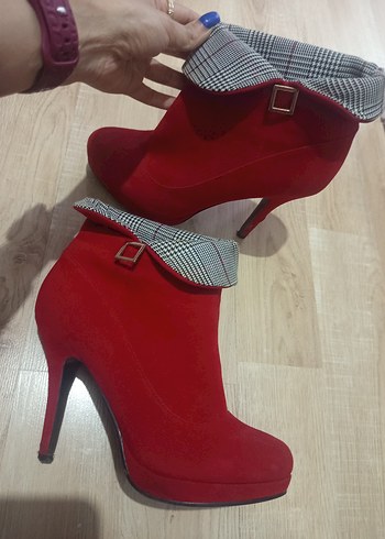 Rahat Kırmızı Kadın Dolgu Topuklu Bot - Görsel 2