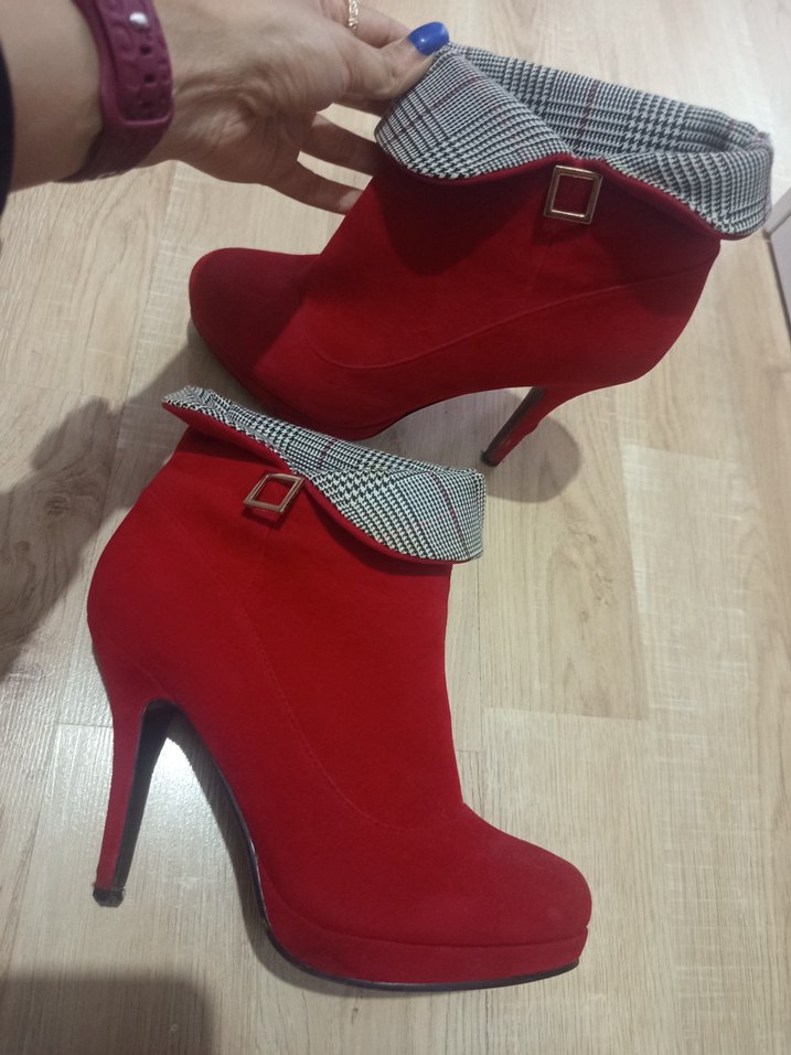 Rahat Kırmızı Kadın Dolgu Topuklu Bot - Görsel 2