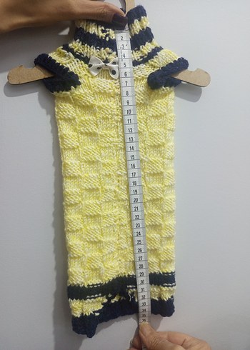 Sarı ve Lacivert Örgü Kedi Kıyafeti - Görsel 3