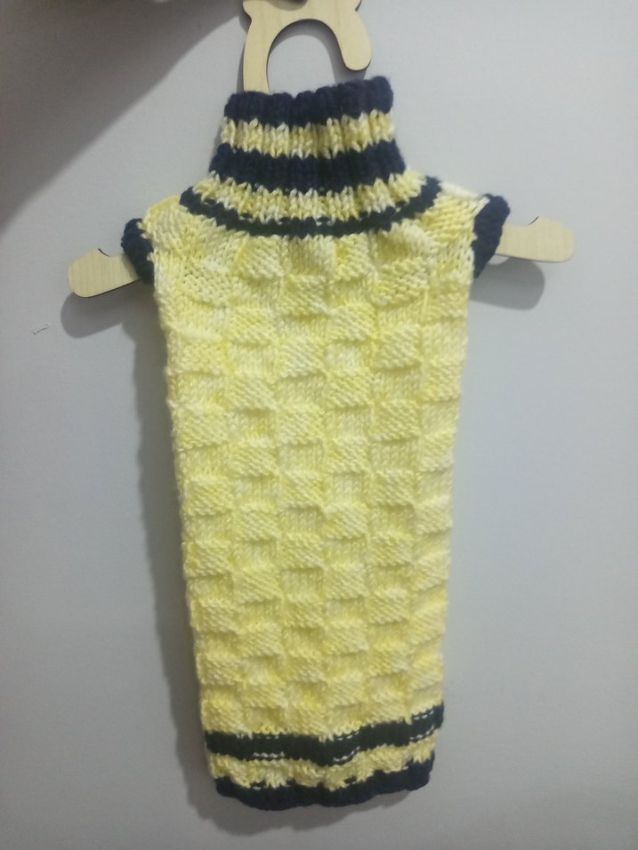 Sarı ve Lacivert Örgü Kedi Kıyafeti - Görsel 2