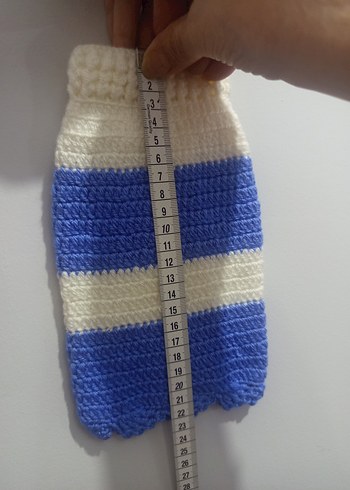 Örgü Mavi Beyaz Köpek Kazağı - Görsel 3