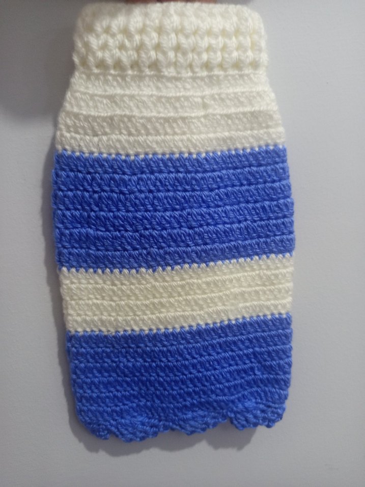 Örgü Mavi Beyaz Köpek Kazağı - Görsel 2