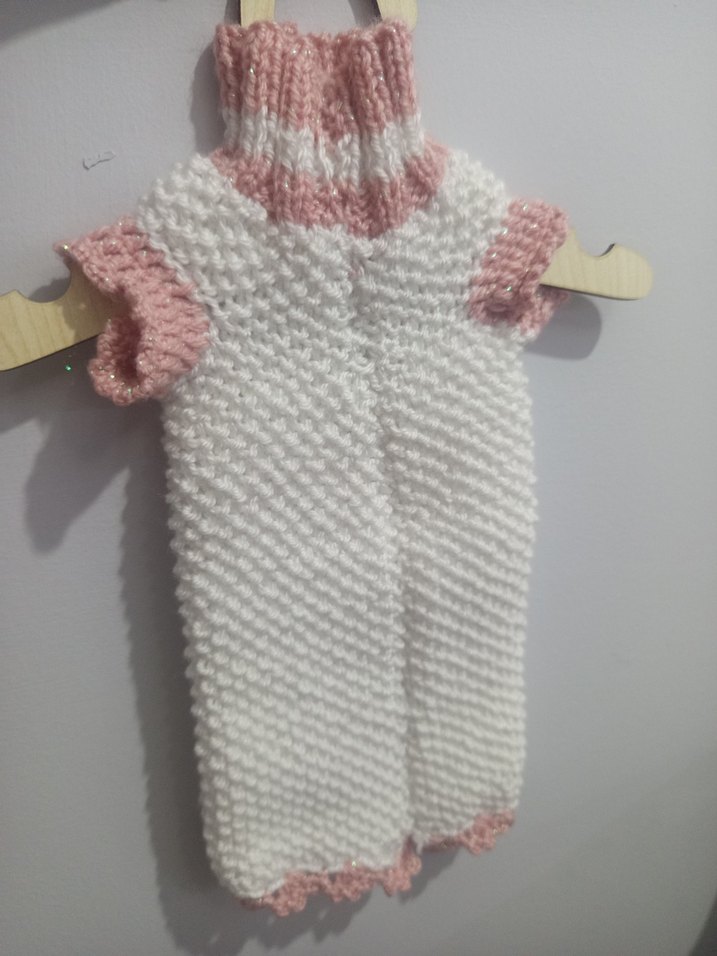 Pembe-Beyaz Kısa Kollu Triko köpek kıyafeti - Görsel 2