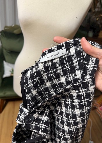 Atmosphere ekose tüvit salopet elbise - Görsel 5