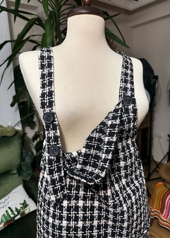 Atmosphere ekose tüvit salopet elbise - Görsel 4