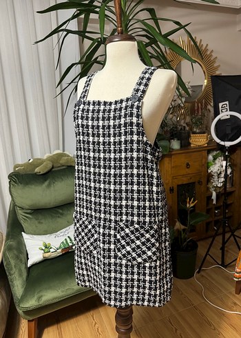 Atmosphere ekose tüvit salopet elbise - Görsel 2