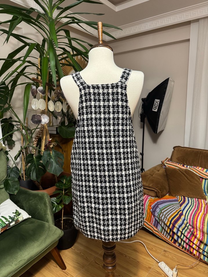 Atmosphere ekose tüvit salopet elbise - Görsel 3