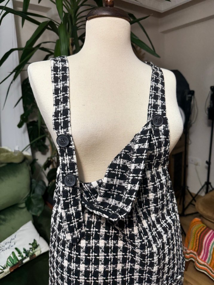 Atmosphere ekose tüvit salopet elbise - Görsel 4