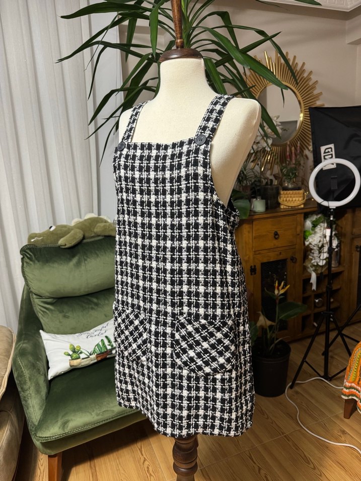 Atmosphere ekose tüvit salopet elbise - Görsel 2