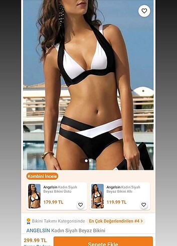 Angelsin Siyah Beyaz Bikini Takımı