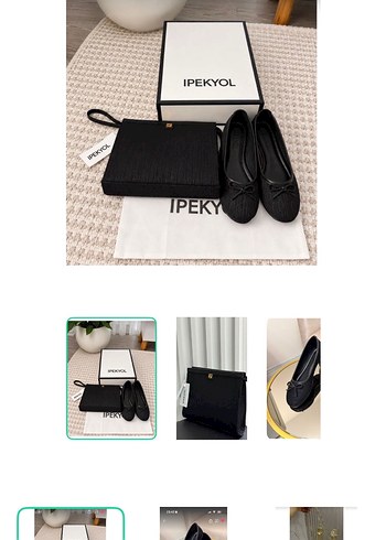 ipekyol Siyah Minimal Babet Canta Seti