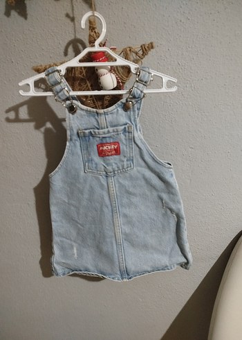 Kız Çocuk Mavi Denim Askılı Elbise