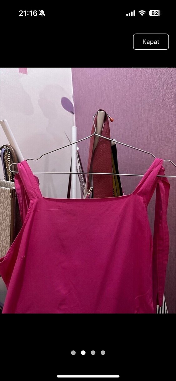 Pembe Uzun Askılı Fırfırlı Bohem Elbise - Görsel 2