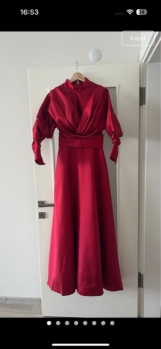 Bordo Uzun Drapeli Kadın Abiye kenzel - Görsel 5