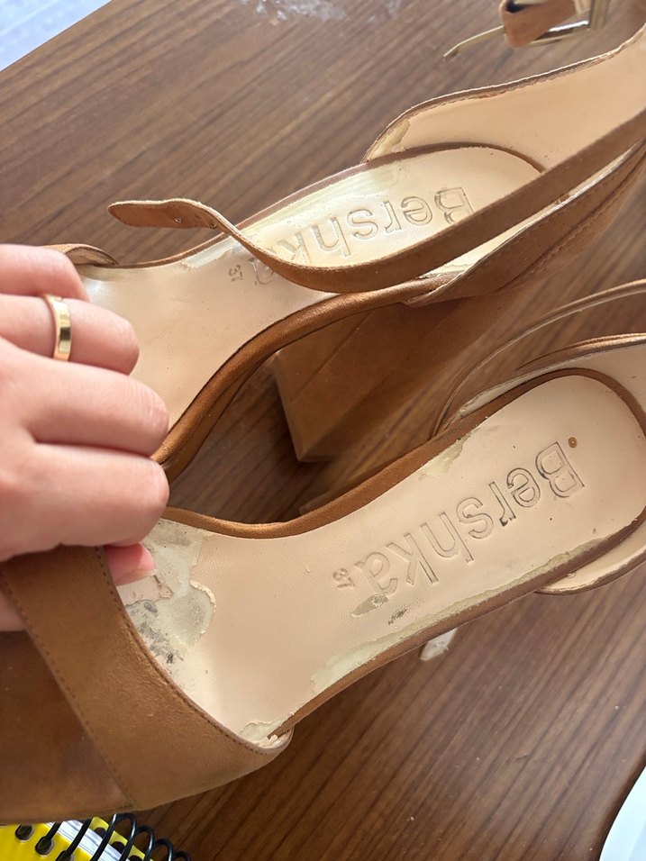 Bej Süet Platform Topuklu Kadın Ayakkabı - Görsel 2