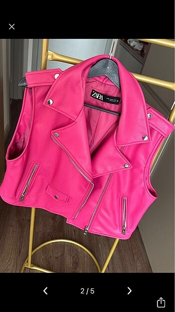 Zara Deri yelek pembe