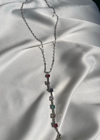 Beden çeşitli Renk Silver Renkli Taş Y Kolye