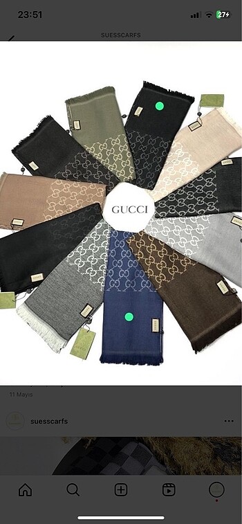 Gucci yün ipek şal