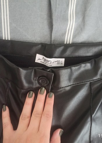 s Beden siyah Renk Siyah Deri Kadın Pantolon