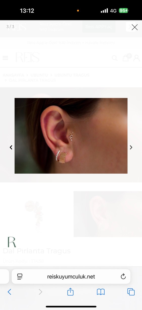 Dal pirlanta tragus, orjinal reis kuyumcu - Görsel 2