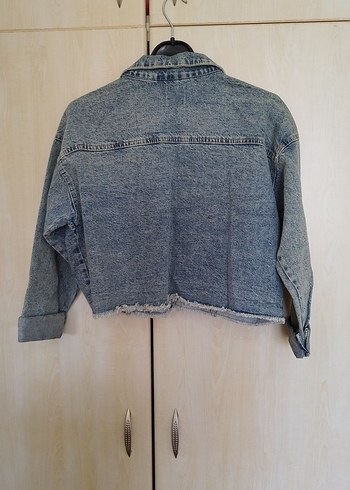 40 Beden Düğmeli Kısa Mavi Denim Ceket