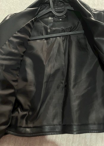 Tokalı Siyah Deri Biker Ceket - Görsel 3