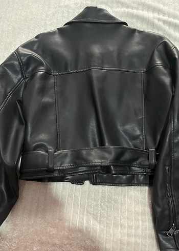 Tokalı Siyah Deri Biker Ceket - Görsel 2
