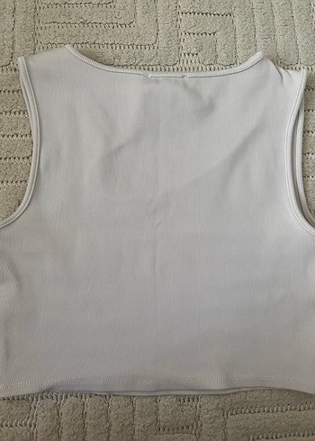 Asimetrik Kesim Beyaz Kadın Crop Top - Görsel 3