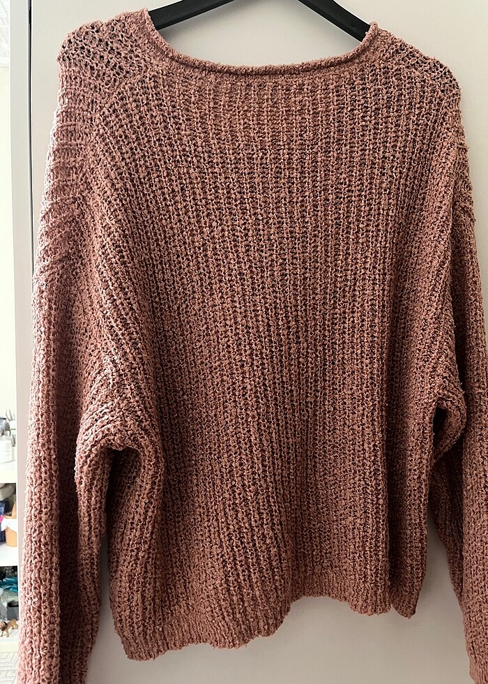 Örgü kazak triko pembe - Görsel 3