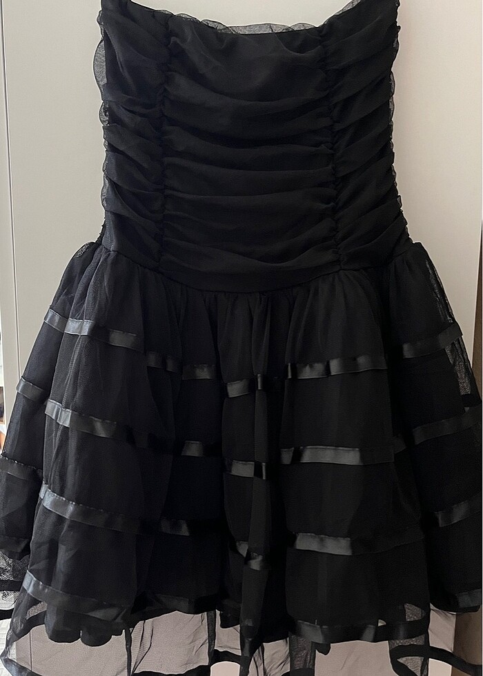 Siyah kısa abiye elbise - Görsel 5