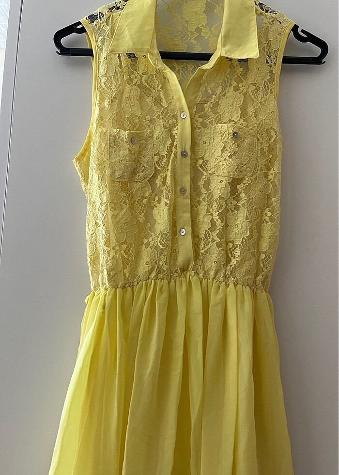 Sarı dantelli elbise /abiye - Görsel 3