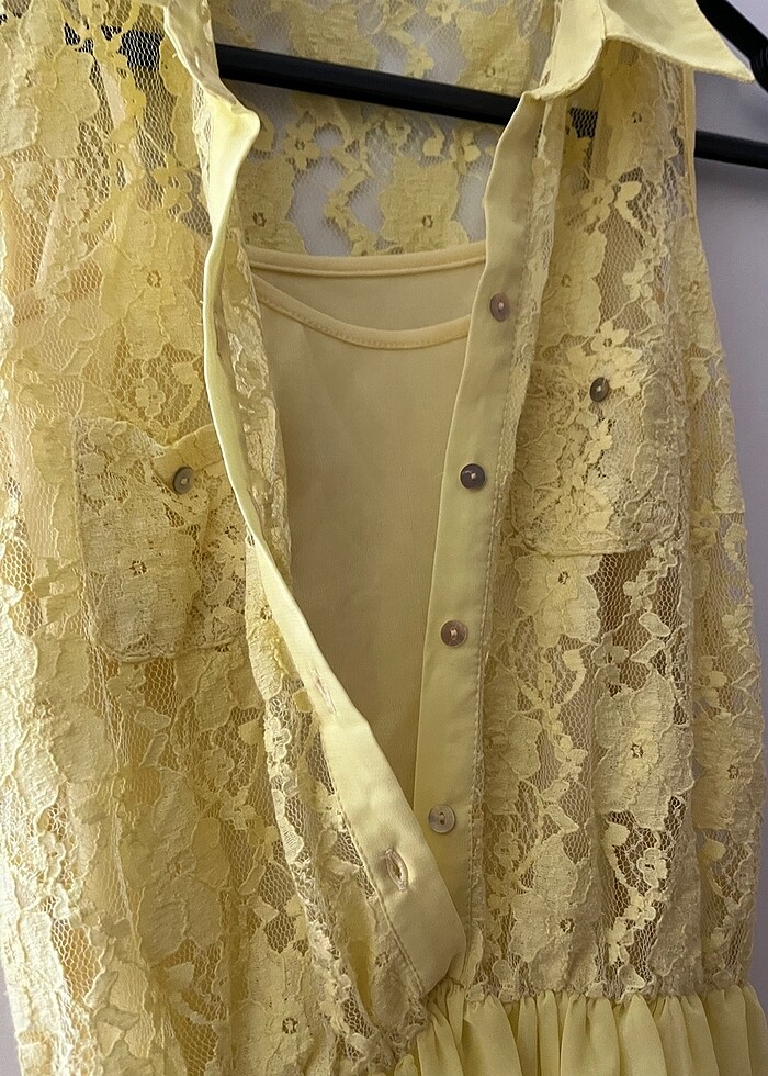 Sarı dantelli elbise /abiye - Görsel 2