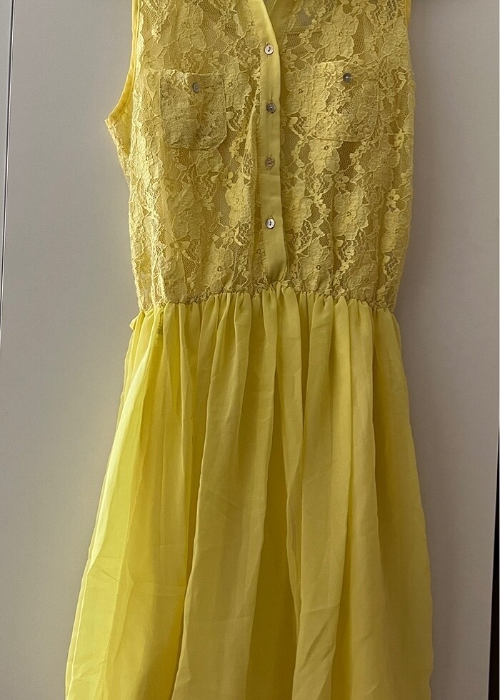 Sarı dantelli elbise /abiye - Görsel 4