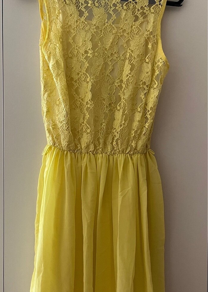 Sarı dantelli elbise /abiye - Görsel 5
