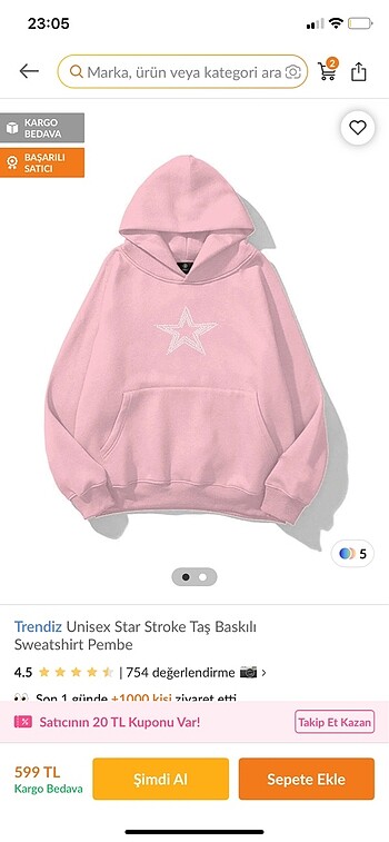 Oversize sweatshirt taşlı yıldız detaylı