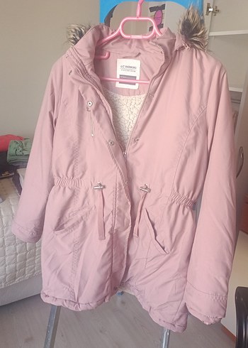 Düğmeli Pembe Kız Çocuk Kaban