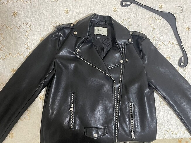 Stradivarius SİYAH OVERSIZE BIKER CEKET
