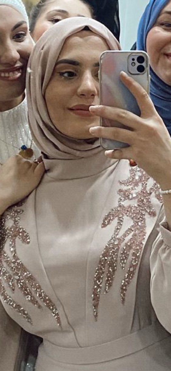 Nakışlı Bej Uzun Kollu Uzun Elbise - Görsel 3