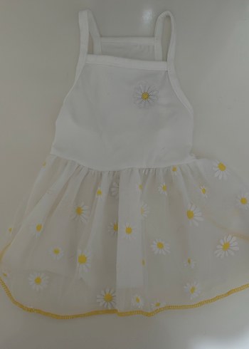 Kedi Beyaz Nakışlı Dantelli Elbise - Görsel 2